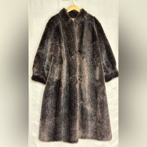 Vintage! 80’s EUC Reversible Trench Faux Fur Full Length Coat Formal Classic 14